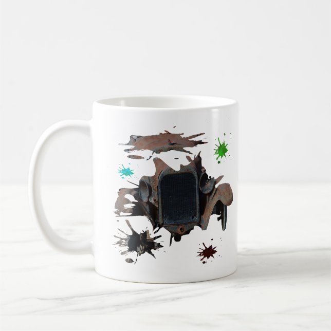 Rustic Vintage Car Grunge Art, Coffee Mug (Left)