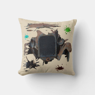 Rustic Vintage Car Grunge Art. Cushion