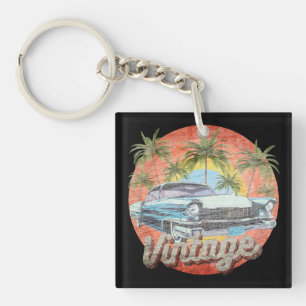 Rustic Vintage Car Summer Vacation Key Ring