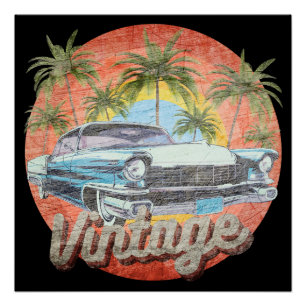Rustic Vintage Car Summer Vacation Poster