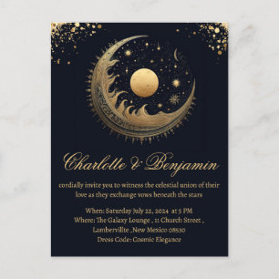 Rustic Vintage Celestial Wedding Invitation Postcard