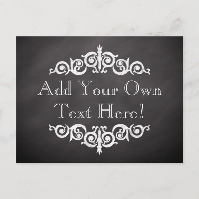 Rustic Vintage Chalkboard Custom Personalised Postcard (Front)