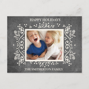 Rustic Vintage Chalkboard Photo Happy Holidays Holiday Postcard