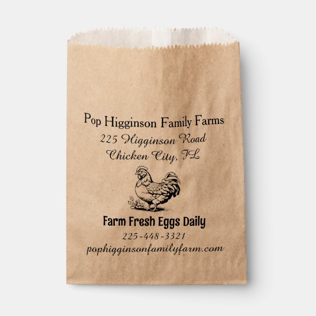Rustic Vintage Chicken Farm Favour Bags (Front)