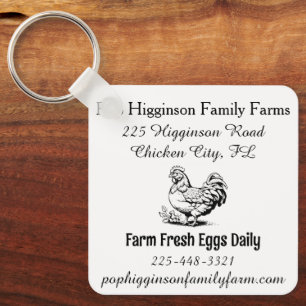 Rustic Vintage Chicken Farm Key Ring