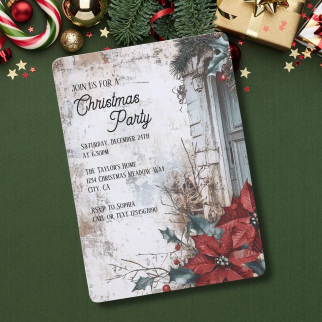 Rustic Vintage Christmas Dinner Party Invitation (Creator Uploaded)