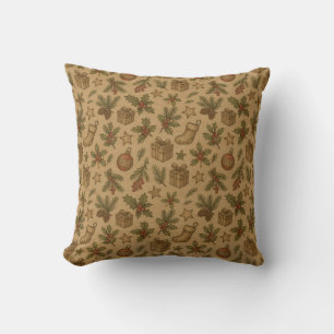 Rustic, vintage Christmas patterned Cushion