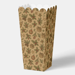 Rustic, vintage Christmas patterned Favour Box