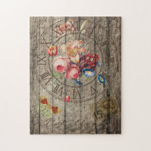 Rustic vintage clock jigsaw jigsaw puzzle