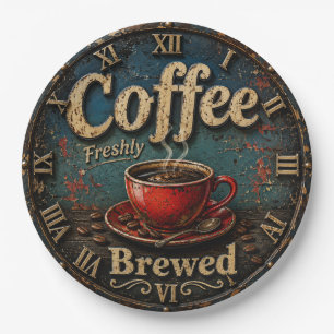 Rustic Vintage Coffee Paper Plate
