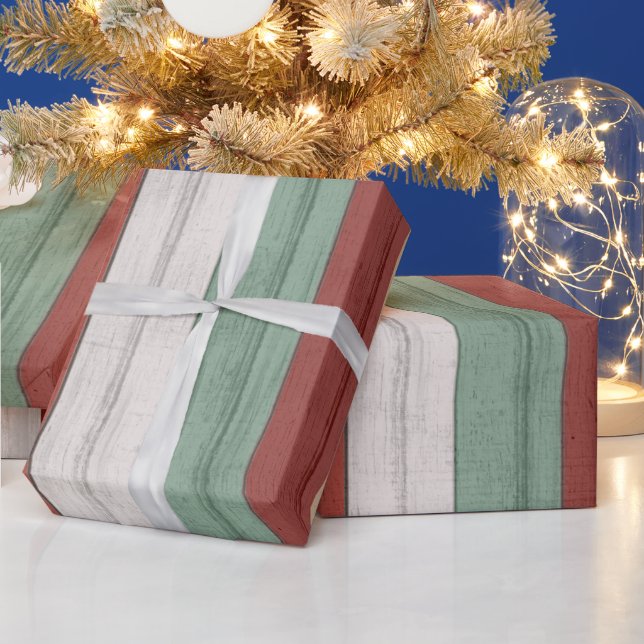 Rustic Vintage  Colourful  Wood Wrapping Paper (Holidays)