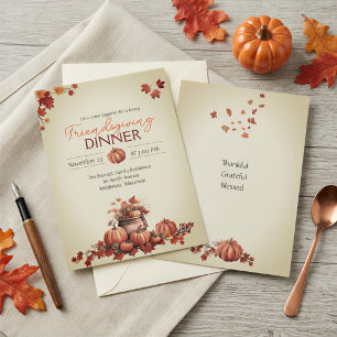 Rustic Vintage Cottagecore Pumpkin Friendsgiving Invitation