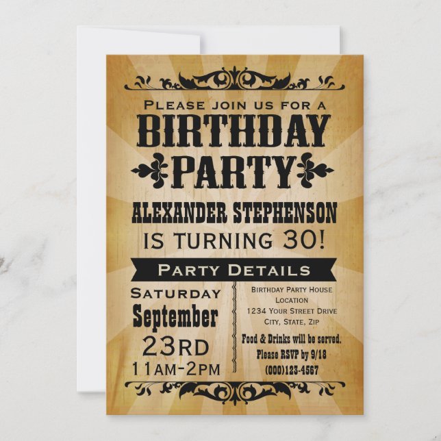 Rustic Vintage Country Birthday Party Invitation (Front)