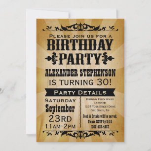 Rustic Vintage Country Birthday Party Invitation