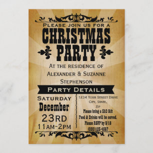 Rustic Vintage Country Christmas Party Invitation