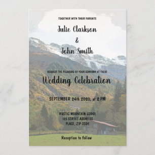 Rustic Vintage country Mountain Wedding invitation