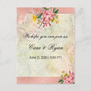 Rustic Vintage Country Pink Floral Elegant RSVP Postcard