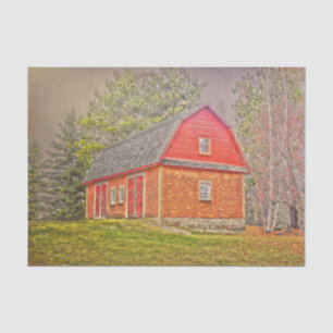 Rustic Vintage Country Red Farmhouse Barn Wood Tissue Paper
