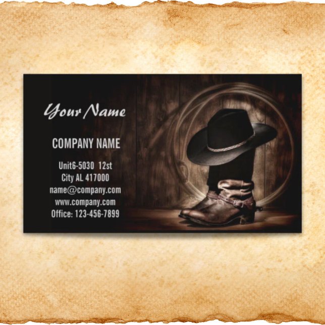 rustic vintage cowboy boots western country business card (rustic vintage cowboy boots western country business card)