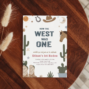 Rustic Vintage Cowboy Western 1st Rodeo Birthday Invitation