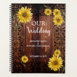 Rustic vintage dark wood sunflower wedding planner<br><div class="desc">Rustic vintage dark wood sunflower wedding planner.
Add your own text,  names and date to personalise it.
Rustic country design.</div>