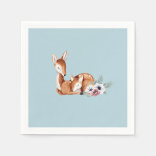 Rustic Vintage Deer Forest Floral Baby Shower Napkin