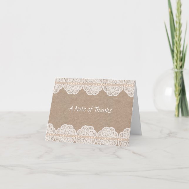 Rustic Vintage Doily Thank You Card (Front)