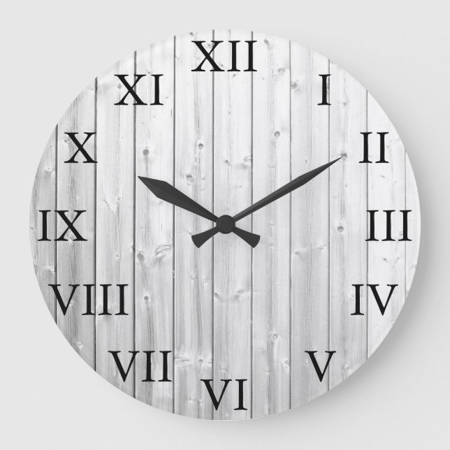 Rustic vintage drift wood Roman numbers Large Clock (Front)