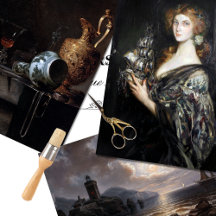 Rustic Vintage Elegant Woman Ocean Decoupage