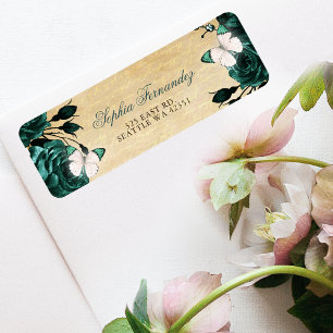 Rustic Vintage Emerald Green Floral Butterfly