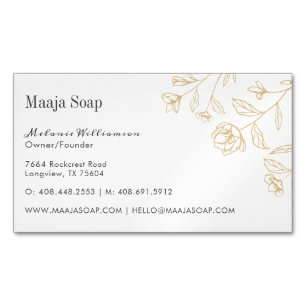 Rustic Vintage Etch Style Floral Flower Monogram Magnetic Business Card