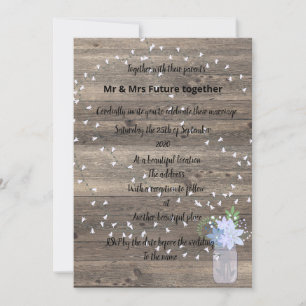 Rustic vintage floral blue mason jar invitation