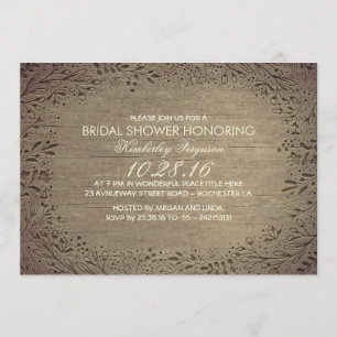rustic vintage floral botanical bridal shower invitation