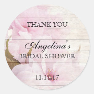Rustic Vintage Floral Bridal Shower Thank You Classic Round Sticker