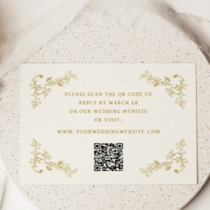 Rustic Vintage Floral Frame Wedding QR Code Enclosure Card
