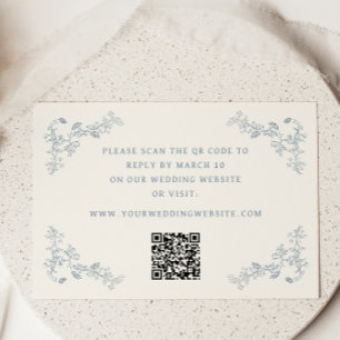 Rustic Vintage Floral Frame Wedding QR Code Enclosure Card