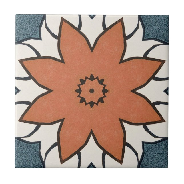 Rustic Vintage Floral Geometric Tile (Front)