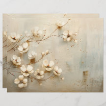 Rustic Vintage Floral Junk Journal Paper Sheet