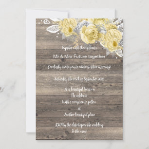 Rustic vintage floral Lemon Yellow Bouquet Wedding Invitation