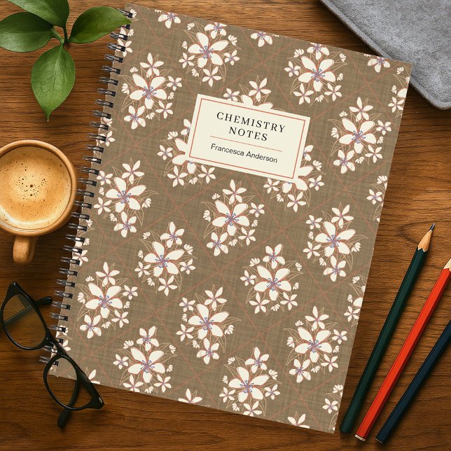 Rustic Vintage Floral Textured Student Custom  Notebook (Creator Uploaded)