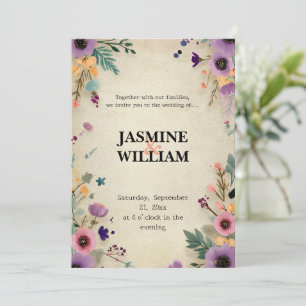 🌼 Rustic Vintage Floral Wedding Invitation 💌🌿