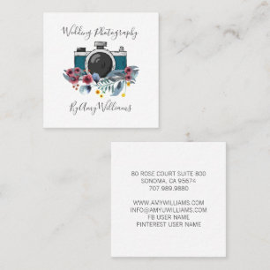 Rustic Vintage Floral Wedding Photography Square B Business Card