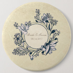 Rustic Vintage Flower Floral Wedding 6 Cm Round Badge
