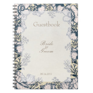 Rustic Vintage Flower Floral Wedding guest book