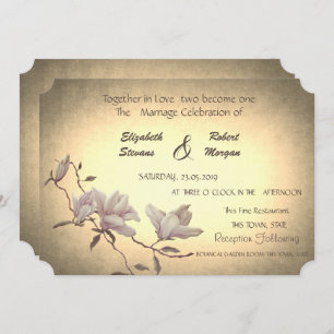 Rustic Vintage Flower,Magnolia  Wedding Invitation