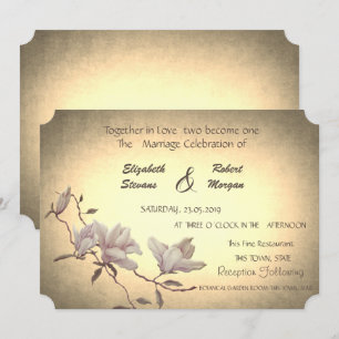 Rustic Vintage Flower,Magnolia  Wedding Invitation