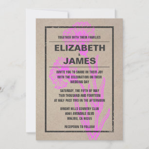 Rustic Vintage Flower Wedding Invitations