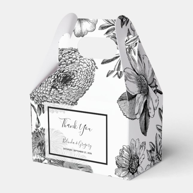 Rustic Vintage Flowers Wedding Favour Box (Front Side)