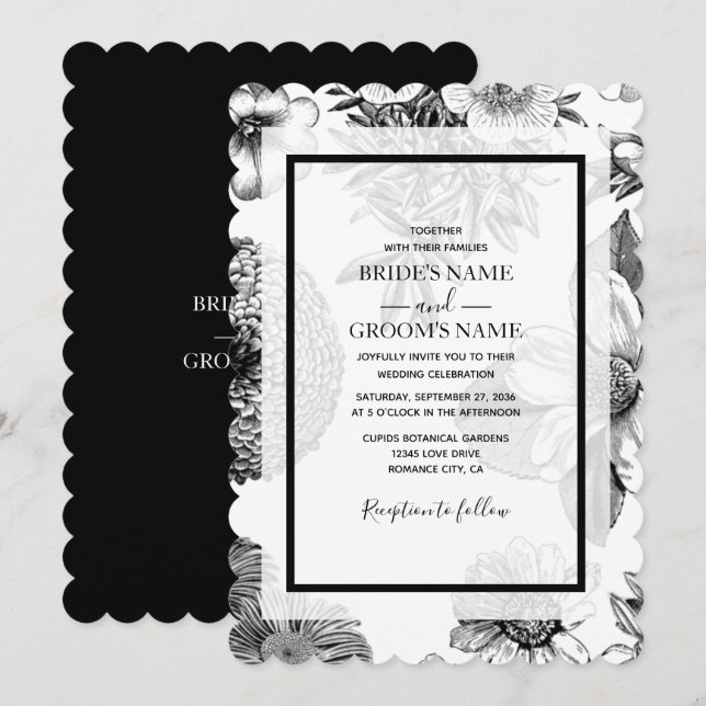 Rustic Vintage Flowers Wedding Invitations (Front/Back)