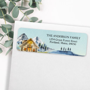 Rustic Vintage Foggy Mountain Cabin return address
